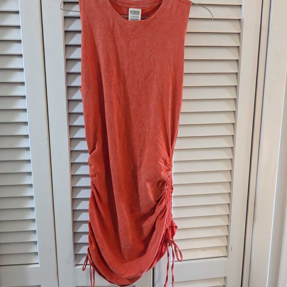 PINK Victoria's Secret Coral Ruched Mini Dress